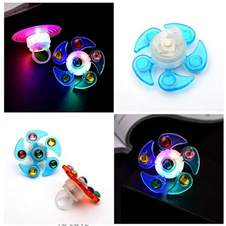 SCIONE Pop Fidget Spinner Fidget Bracelet 4 Pack Push Bubble Wristband for Prizes Goodie Bags Filler Kids Play Party Favors Stuffers LED Light Up Fidget Pack Glow in The Dark Party Supplies 